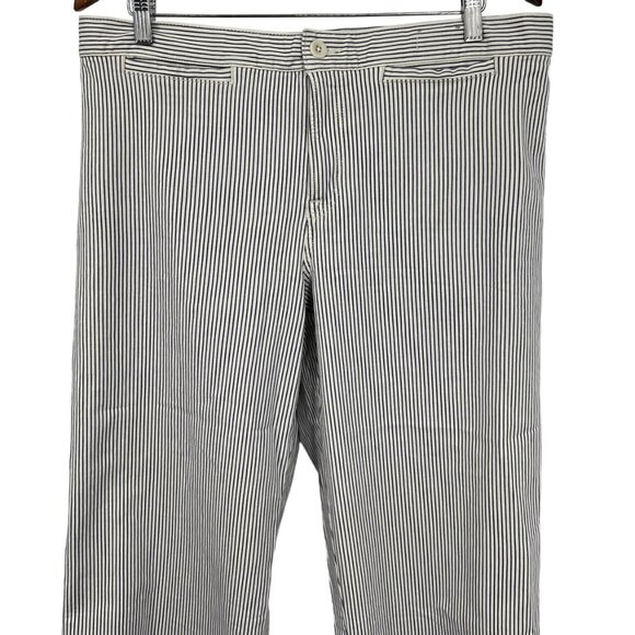 Madewell Women Pinstripe Jean Size 31 Petite Crop Wide New - Picture 2 of 9